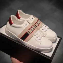 giay Gucci Ace Leather full phu kien mau do