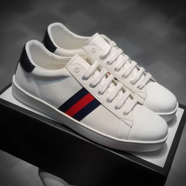 giay Gucci Ace Leather full phu kien mau xanh duong giay Gucci Ace Leather full phu kien mau xanh duong
