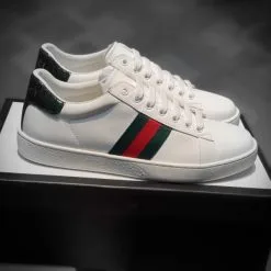 giay Gucci Ace Leather full phu kien mau xanh la