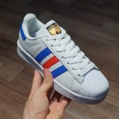 Adidas Superstar vintage ba mau White Red Blue gia re ha noi