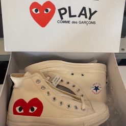 Giay Converse Chuck 70 x CDG Play Heart Trai tim mau trang co cao