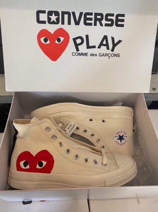 Giay Converse Chuck 70 x CDG Play Heart Trai tim mau trang co cao