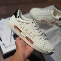 Giay Gucci Ace Leather chu ngang