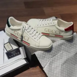 Giay Gucci Ace Leather chu ngang