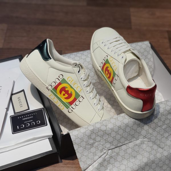 Giày Gucci Ace Leather Logo Ivory Gucci - HS Sneaker