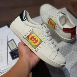 Giay Gucci Ace Leather logo ivory logo to rep 11 gia re ha noi