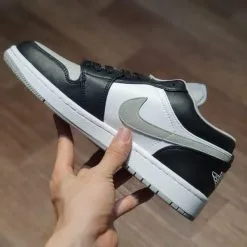 giay nike air jordan 1 low trainers in light smoke grey black vet bac khoi