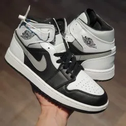 Giay Nike Air Jordan 1 Mid black Smoke Grey rep 11