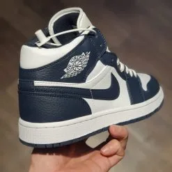 giay Air Jordan 1 Mid ‘Obsidian’ Little Goldman Wild Basketball Shoes Casual Sneakers
