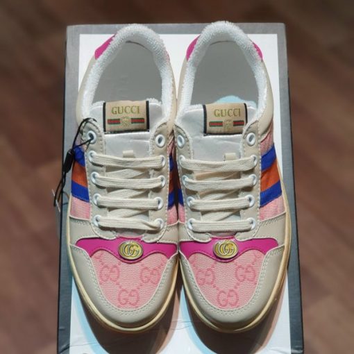 giay Gucci Screener sneaker in leather with Web bands son tung hong rep 11 gia re ha noi 570443 9SFR0 5270